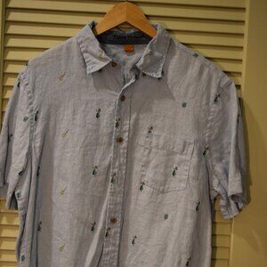 Tailor Vintage Men’s Hawaiian Short Sleeve Shirt – Ukulele Print - Large